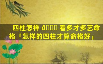 四柱怎样 🍁 看多才多艺命格「怎样的四柱才算命格好」